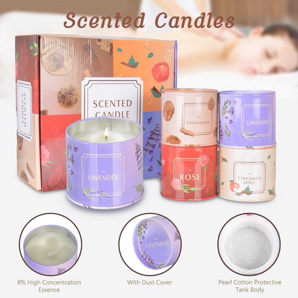 AYAMAYA 4 Pack Scented Candles Set, Jar Soy Wax Aromatherapy Candles for Home Scented, 200-Hour Long-Lasting Burn Time, Gift for Women Christmas New Year Birthday Valentine