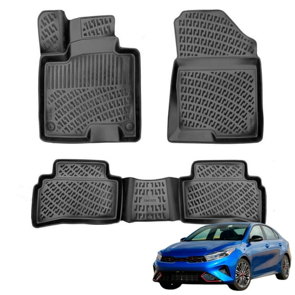 BMY MOTORS Car Floor Mats Liner Compatible for Kia Forte 2019-2024 | Front & 2nd Row Seat | Waterproof | All Weather | Durable, Black