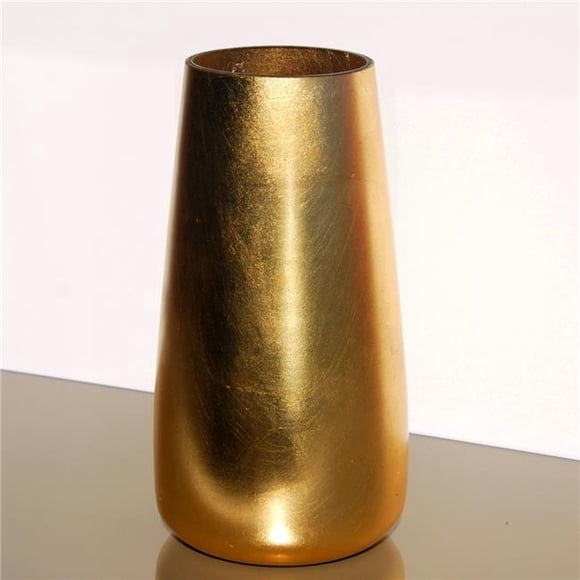 12 in. GILT Gilded Glass Zen Vase, Gold