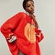 thumbnail image 4 of Suéter de Cuello Redondo de Otoño para Mujer, Suéter Informal de Punto con Estampado de Fresas y Larga, Tops Casuales Elegantes. Naranja XL, 4 of 9