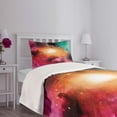 thumbnail image 5 of Ambesonne Science Quilted Bedspread Set 2 Pcs, Galaxy Stardust Cosmos, Twin Size, Pink Orange Green, 5 of 6