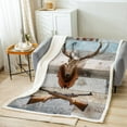 thumbnail image 2 of Deer Hunting 50"x60" Throw Blanket for Boys,Hunter Shotgun Fleece Blanket Western Blanket Vintage Grey Lodge Cabin Rustic Blankets Woodland Wildlife Moose Elk Reindeer Farmhouse Decor, 2 of 6