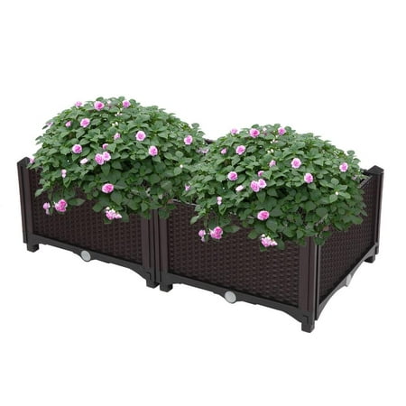 UBesGoo Raised Garden Bed Planting Box Set of 2, for Flowers Vegetables