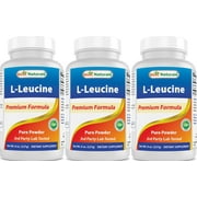 3 Pack Best Naturals L-Leucine Pure Powder 8 OZ