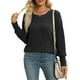 thumbnail image 2 of Camisas para adolescentes,Top de mezcla de lino para mujer, manga corta, cuello redondo, jersey informal de color liso, tejido suave y cómodo, versátil para uso diario, sopatenor, 2 of 7