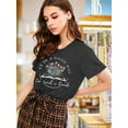 thumbnail image 3 of VILOVE Womens Summer Tops Teacher Shirts Book Plant Graphic Tees Crew Neck Short Sleeve T Shirts Gray, 3 of 7