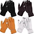 thumbnail image 1 of 4 Pairs Women\'s Winter Touch Screen Gloves,Black,White,Khaki,Coffee, 1 of 5