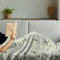thumbnail image 3 of Abstract Soft Flannel Fleece Throw Blanket, Wavy Vertical Stripes Sketched Leaves and Tiny Flowers, Cozy Plush for Indoor and Outdoor Use, 60" x 80", Green Grey, by Ambesonne, 3 of 5