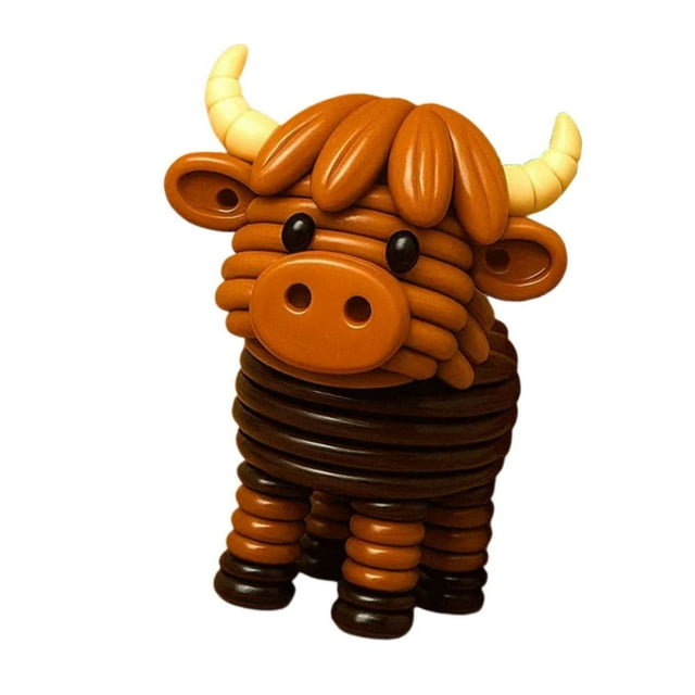 Kit de adornos de botones de animales para hacer tú mismo, decoración adorable, regalo creativo, decoración de temporada Vaca de las Tierras Altas