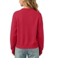 thumbnail image 4 of Kids' Solid Color Round Neck Button Cardigan, Long Sleeve Knit Outerwear, Ideal for Daily School Looks and Casual Family Outings, 1-11 Years Wine 10-11 Years, 4 of 9