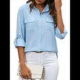 thumbnail image 1 of Camisas de con Botones para Mujer, Blusa de Larga, Informal, para Trabajo o Oficina. Azul M, 1 of 10