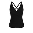 thumbnail image 5 of DHFJKG Tankini Tops For Women Cross-Back Swimsuit V Neck Ruched Solid Color Swimwear Top Soft Beachwear, 5 of 5