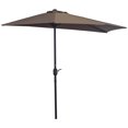 thumbnail image 1 of Outsunny 9ft Half Round Umbrella Outdoor Balcony Parasol w/ 5 Ribs Coffee, 1 of 10
