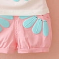 thumbnail image 4 of TOWED22 Toddler Girl Clothes Baby Summer Spring Outfits Cute Bow Button Smocked Ruffle Sleeve Tops ＋ Girls Shorts Set(Blazer,18-24 M), 4 of 5