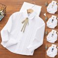 thumbnail image 6 of Mnyotv Teen Girls School Uniform Polo with Bow Classic Button Down Shirt Fall Clothes Long Sleeve Shirts Tops Size 3-4Y, 6 of 7