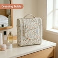 thumbnail image 6 of WANDF Hanging Toiletry Bag for Women, Multi-Compartment Cosmetic Bag with Hook, Portable Dopp Kit Organizer, Makeup Bag for Travel,Business Trip,Bathroom(Beige Flower), 6 of 9