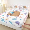 thumbnail image 4 of Erosebridal Cartoon Capybara Bed Sheets 4pcs For Kids,Kawaii Ocean Fish Seashell Starfish King Sheets For Boys Girls,Breathable Home Decor, 4 of 5