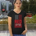 thumbnail image 4 of Remember Everyone Deployed Women's V-Neck T-shirt Until They All Come Home RED Friday Military US Flag American Patriot Tee, 4 of 7