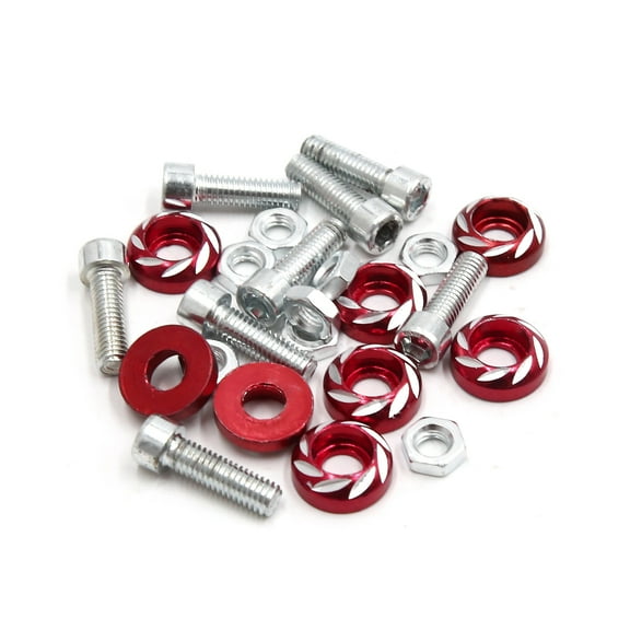 Unique Bargains 8Pcs 6mm Thread Dia Motorcycle License Plate Frame Screw Bolt Fastener Red