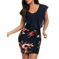thumbnail image 2 of SMihono Robe d'Été pour Femmes Grande Taille Aguichant Sans Manches à Imprimé Floral pour Vacances et Fête Courte Mini-Robe, 2 of 9