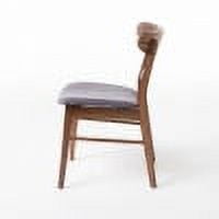 GDFSTUDIO Mid Century Modern Fabric Upholstered Rubberwood Dining Chairs, Set of 2, Dark Gray and Walnut
