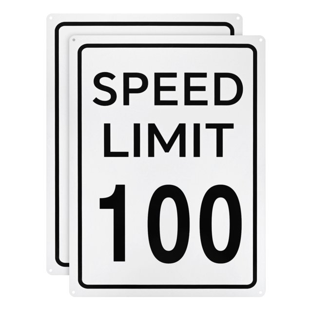 Uxcell 2-Pack Speed Limit 100 MPH Sign 16" x 12" Aluminum Weather Resistant