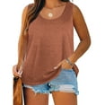 thumbnail image 3 of Otntypg Plus Size Tank Tops for Women Loose Fit Casual Summer Sleeveless Scoop Neck T-Shirts Tops Beach Vacation Tees Tunics Shirts Coffee XXXXL, 3 of 9