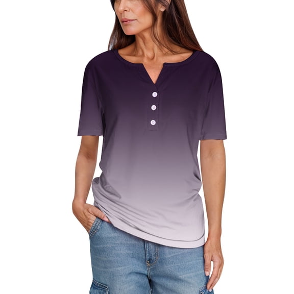 Dgankt Shirts for Women Loose Solid V Neck Mid Sleeve Casual Daily Comfort Top,Sizes S-3XL