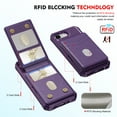 thumbnail image 3 of Dteck Detachable Wallet Case for iPhone 16E 2025 with Stand, Strong Magnetic Card Holder Case Compatible with MagSafe, Shockproof PU Leather RFID Blocking Flip Credit Slots Purse Cover, Purple, 3 of 8