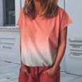 thumbnail image 4 of Askfv Womens Casual Summer O-Neck T-Shirt Gradient Printed Blouse Short Sleeve Shirt Tunic Top, 4 of 4