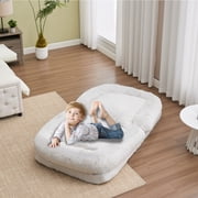 Guyou Folding Bean Bag Sofa Lounger - Plush 6 Ft Bean Bag Sofas with Super Soft Microsuede Cover - XXL Memory Foam Stuffed Lounger Chairs for Kids, Adults, Light Grey