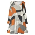 thumbnail image 3 of Abstract Geometric Art, Oragen Black Grey Long Sleeve Dresses For Women Vintage Elegant Party Dress Oversized V-neck Dress S-8XL, 3 of 7