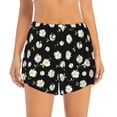 thumbnail image 2 of Fuzoiu Daisies Flowers Print Women's Athletic Shorts, Double-Layer Running Shorts with Pocket,Women's Workout Shorts for Yoga, Gym, and Workouts-Medium, 2 of 7