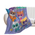 thumbnail image 2 of Manta de dibujos animados SuperKitties, súper suave, acogedora y cálida manta de felpa para niños y niñas, mantas de franela ligeras y difusas para sofá, cama, viajes, camping, regalos de 40 x 30, 2 of 8