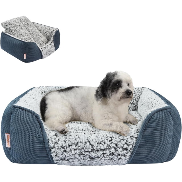 Washable Dog Bed with Removable Cushion for Medium Small Dogs Easy to Wash Pet Sofa Bed with Side Rectangle Bolster Cat Bed Calming Cuddle Puppy Bed Slip Bottom CM
