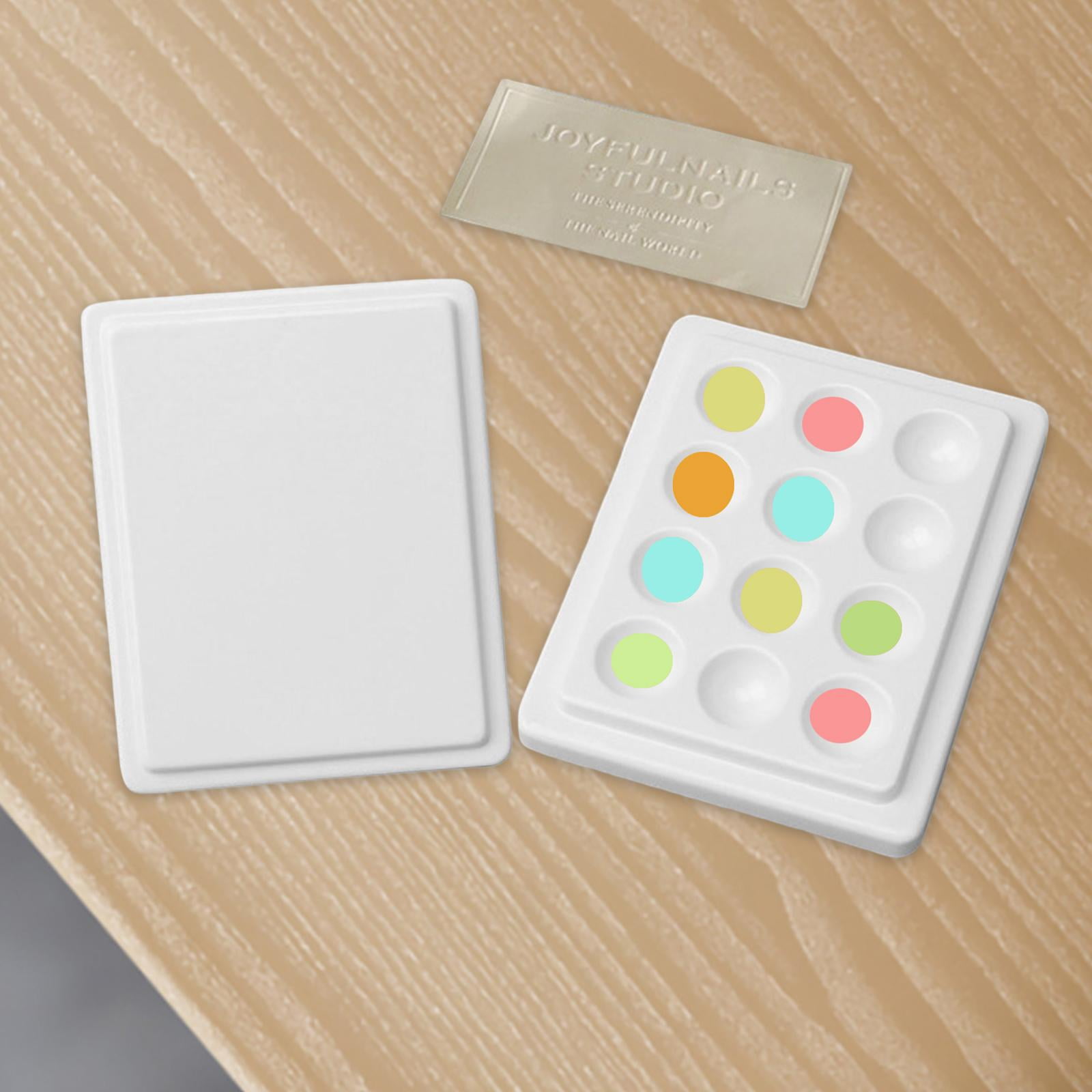 Milageto 2X 12-Well Ceramic Watercolor Paint Palette Mixing Palette with Lid Washable