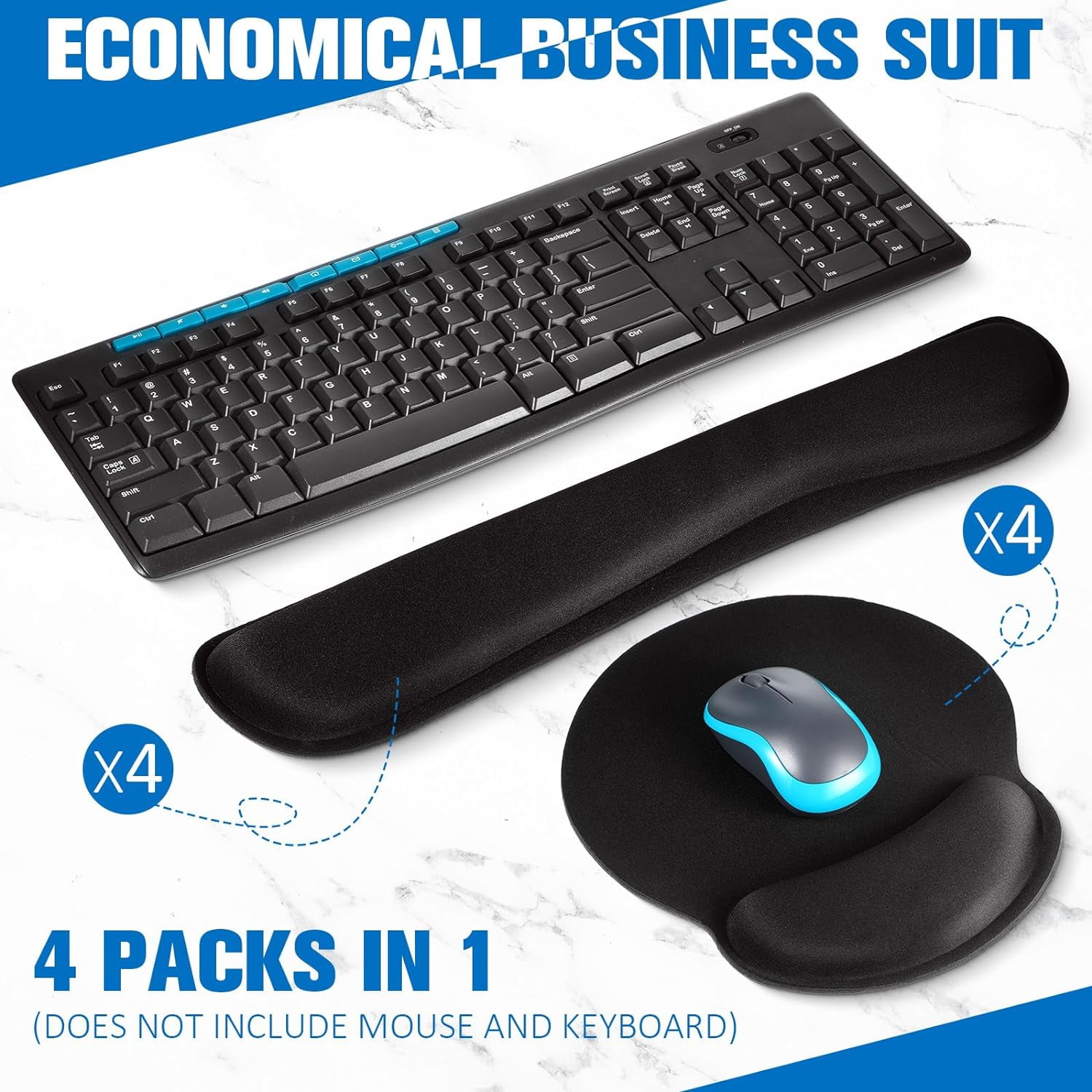 8 Pcs Ergonomic Mouse Pad and Keyboard with Wrist Support Set Soft Smooth Gel Rest Comfortable Memory Foam for Easy Typing Gaming Computer Laptop Office Home