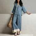 thumbnail image 5 of Iyufng Women's Summer Outfits 3/4-Sleeve V-Neck Top and Pants Set Relaxed and Casual 2 Piece Sets, 5 of 5