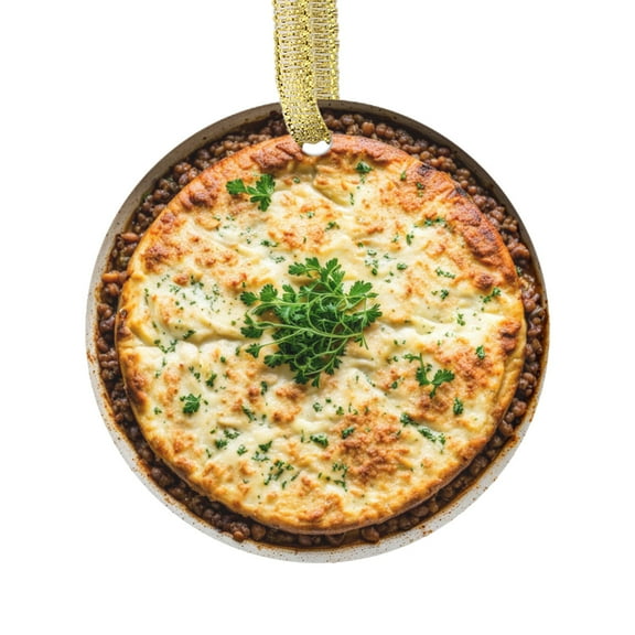 Moussaka Dish Cute Greek Cuisine Mousaka Food Lovers Foodie Novelty Holiday Christmas Ornament Xmas Tree Gift (Flat Design Printed on Ceramic, Not 3D)