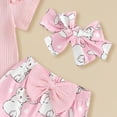 thumbnail image 5 of Sgkm Baby Girl Outfit Easter Elastic Waist Newborn Girl Outfit Ruffle Romper Flare Pants with Headband Spring Clothes Party, 5 of 6