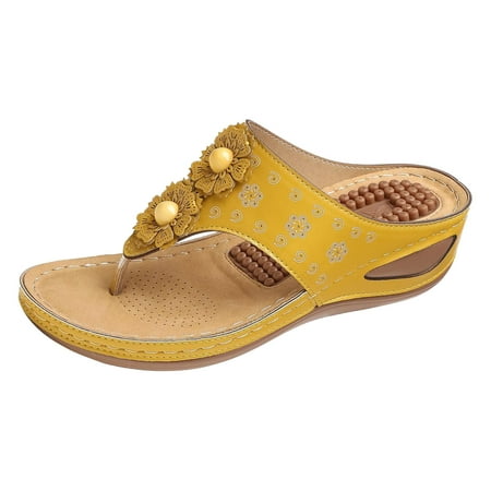 

Jungdeepe Flip Flops Sandals For Women With Arch Support For Comfortable Walk Summer Wedge Sandal Massage Function Platform Shoes