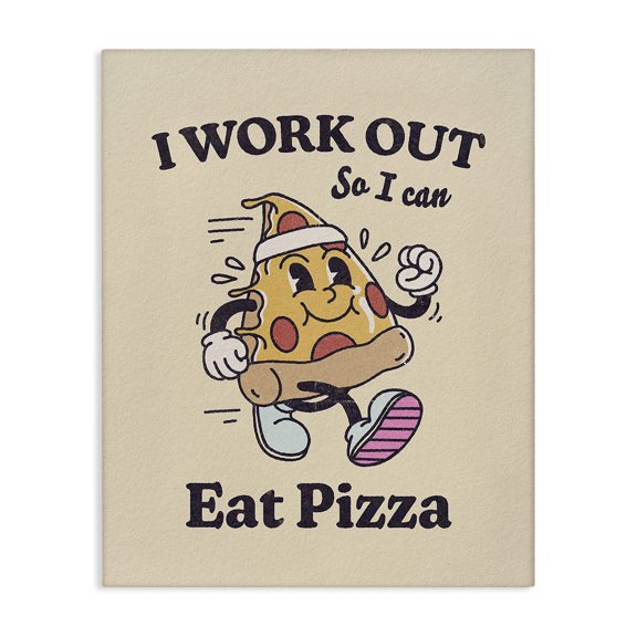 Stupell Industries Traditional Work Out To Eat Pizza Canvas Art, 24 x 30, by Victoria Barnes