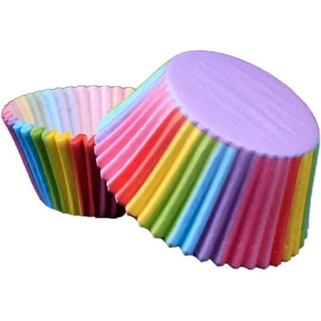 LANFENG Standard Cupcake Cup Liners, Nonstick Parchment Papers Baking Cups, Safe Food Grade Inks and Paper Grease Proof Cupcake Liners (Rainbow A 100pcs)