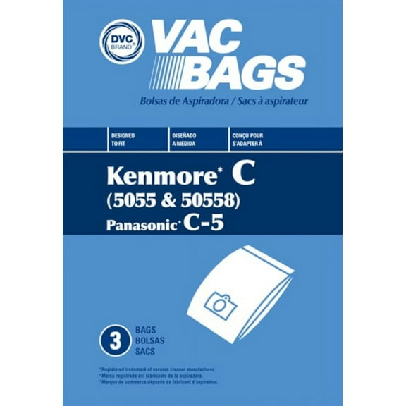 DVC Paper Replacement Bags Type C, Q, 5055, 50557, 50558 Fit Kenmore Canister Models - 10 Bags
