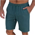 thumbnail image 4 of Besolor Men's Shorts Summer Casual Knee Length Elastic Waisted Drawstring Loose Workout Half Pants with Pockets(X-Large,Green), 4 of 7