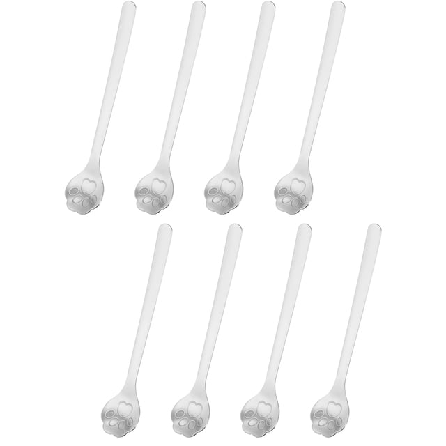 Unique Bargains 8Pack 6' Cat Paw Spoon Stainless Steel Coffee Spoon Ice Cream Spoon, Silver