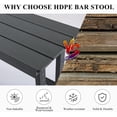 thumbnail image 4 of HDPE Outdoor High Top Bar Stools, Outdoor Patio Chairs Set of 2 for Bistro, Poolside, Balcony (Gray), 4 of 5
