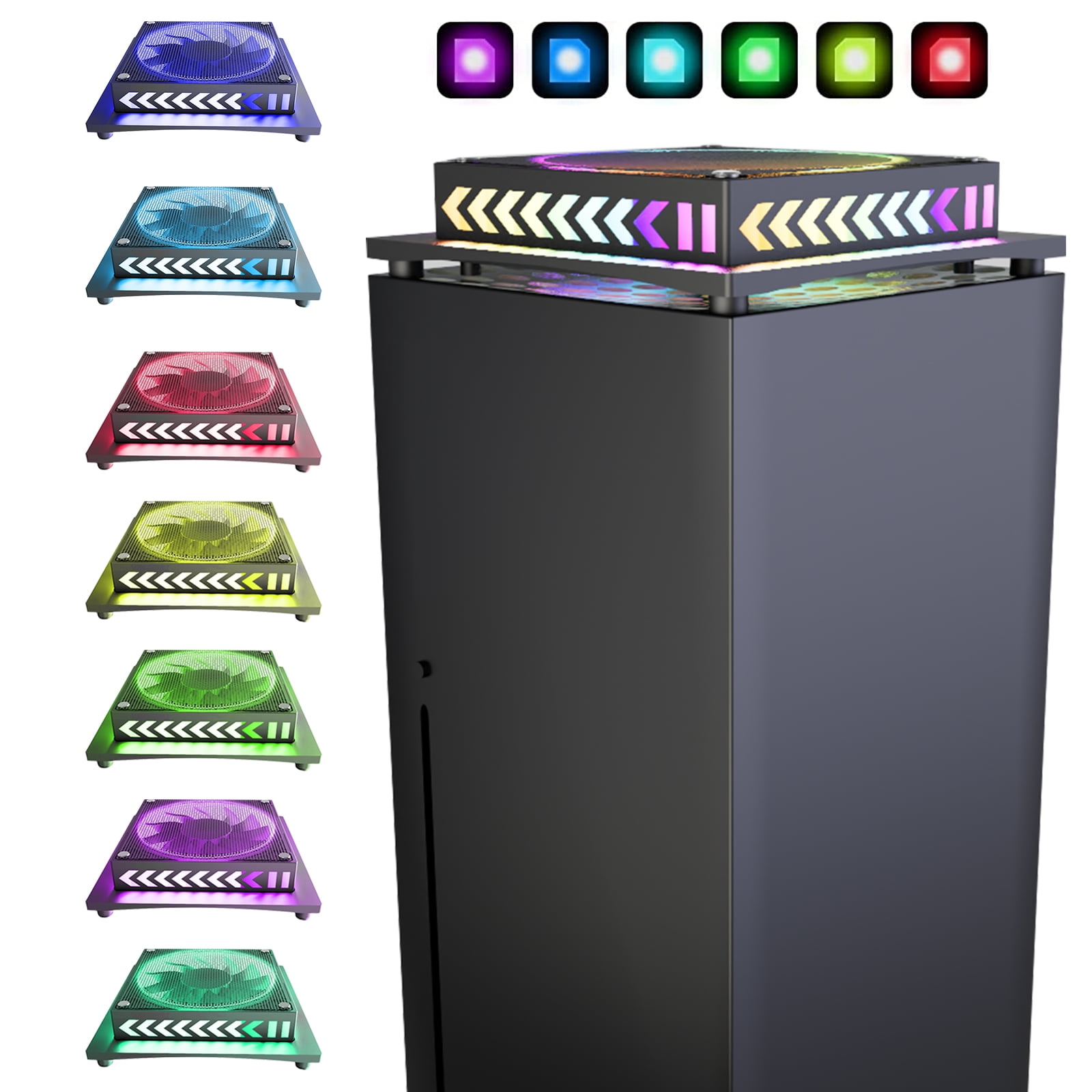 Cooling Fan Fit for Xbox Series X with RGB LED Light, EEEkit Top Fan