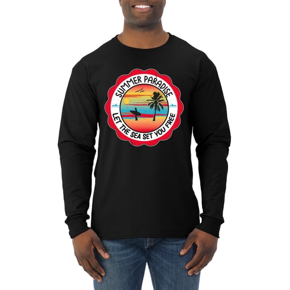 Wild Bobby Summer Paradise Let the Sea Set You Free Men Long Sleeve Shirt