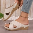 thumbnail image 5 of HOOJT Women's Wedge Sandals Fashion Casual Summer New Style Slippers Solid Color Hollow Strap Thick Bottom Sandals Lightweight Beach Wedge Heels Sandal, 5 of 9